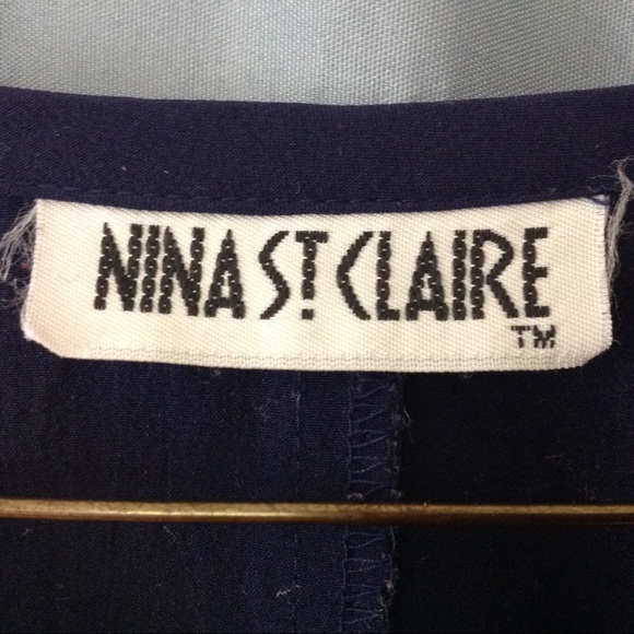 1980s fun navy blue and white top - Picture 4 of 4